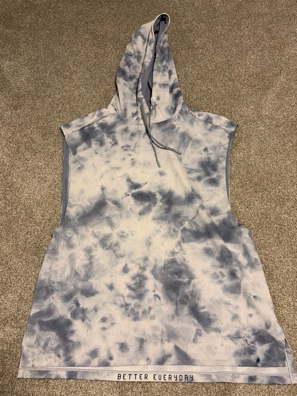lululemon athletica Men's Sleeveless Tie-Dye Hoodie - Blue & White